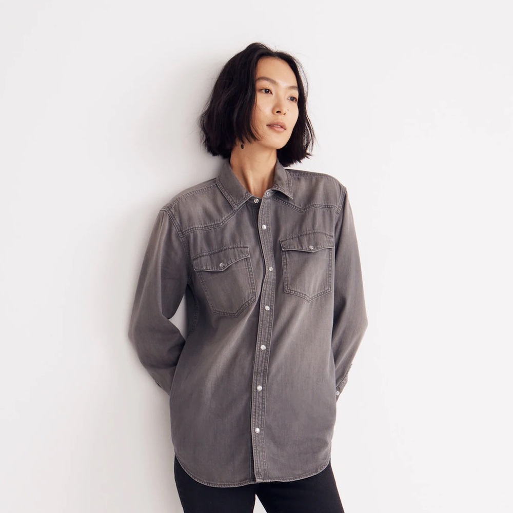 Madewell denim snap-button western shirt